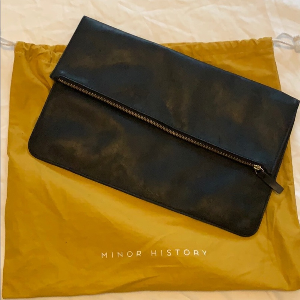 Black leather clutch